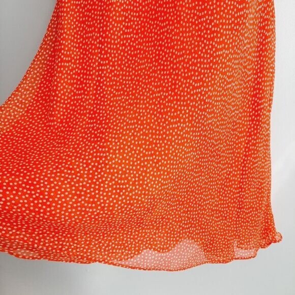 TRADITION Polka-Dot Sleeveless Flowy Midi Dress Orange & White Sz 18 - Picture 4 of 11
